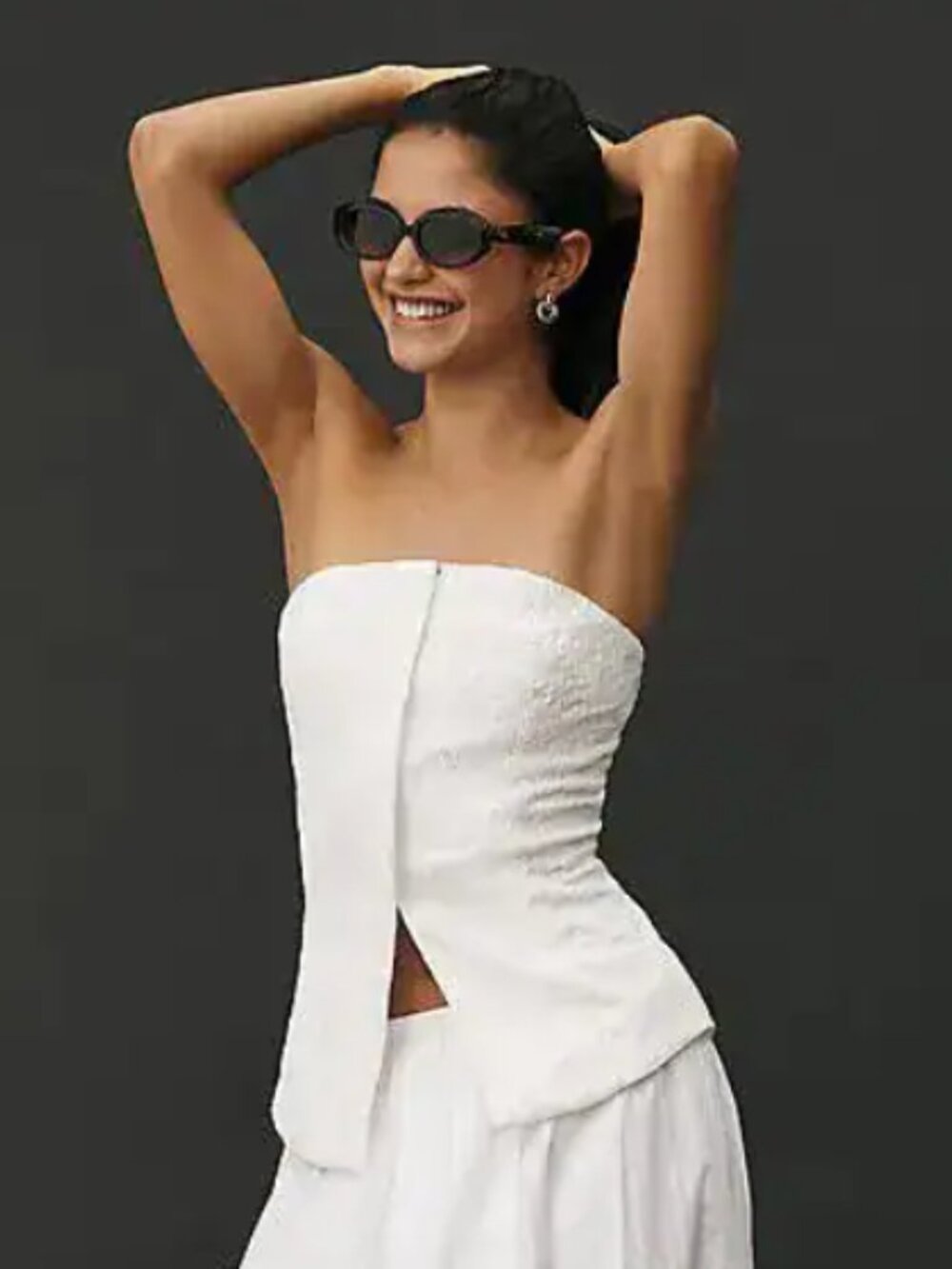 Anthropologie Strapless Textured White Top Vest size Medium NWT